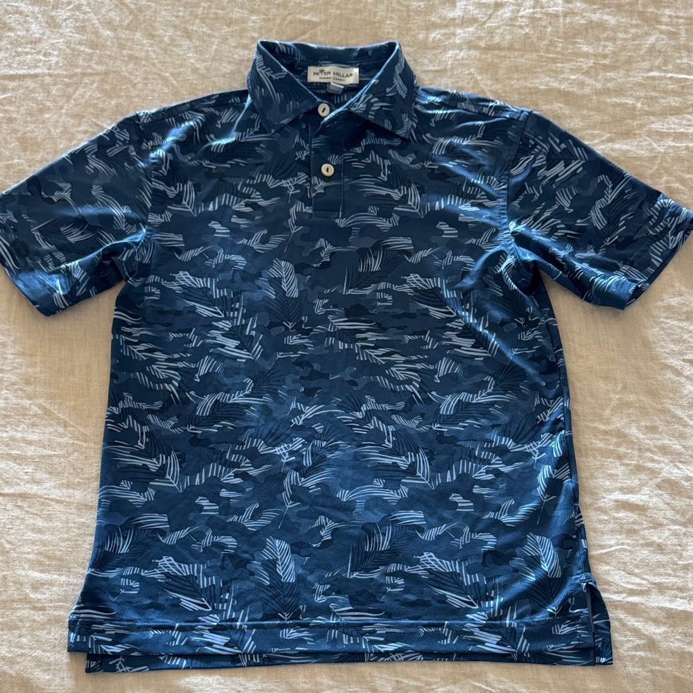 Peter Millar Blue Patterned Polo Shirt